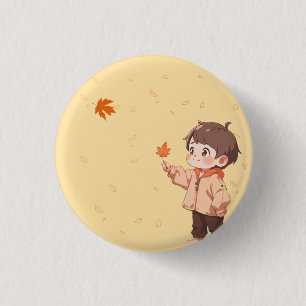 Voorstellen van liefde!! Herfstblad vastgehouden d Ronde Button 3,2 Cm