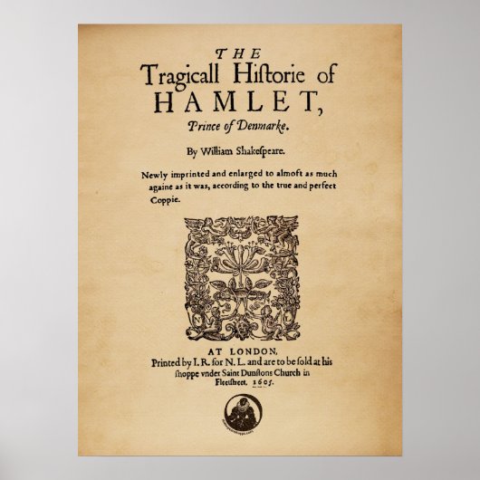 Voorstuk aan de Hamlet Quarto (versie van 1605) Poster (Voorkant)