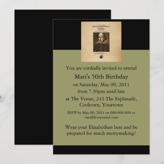 Voorstuk van Shakespeare's eerste Folio Kaart (Voorkant / Achterkant)