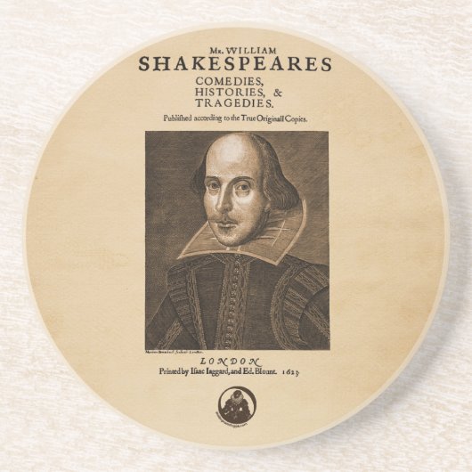 Voorstuk van Shakespeare's eerste Folio Zandsteen Onderzetter (Voorkant)