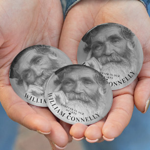 Voortdurend in ons hart Fotografie Memorial Ronde Button 5,7 Cm