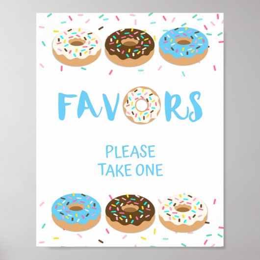 Voorteken - Blauwe Donut Sprinkle Shower-bord Poster (Voorkant)