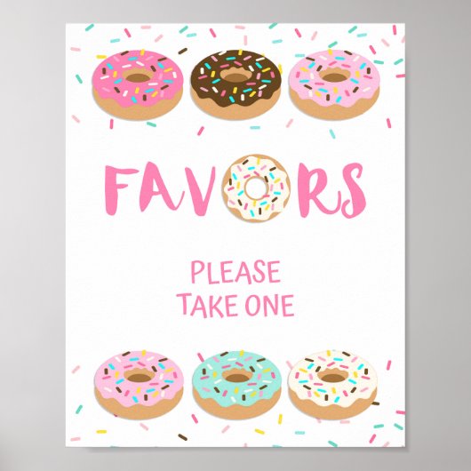 Voorteken - Roze Donut Sprinkle Showbord Poster (Voorkant)