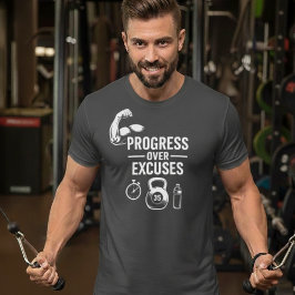 Voortgang Boven Uitvluchten – Motiverende T-Shirt