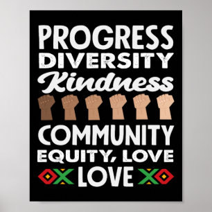 Voortgang Diversiteit Vriendelijkheid Liefde Zwart Poster