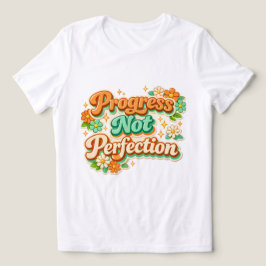 Voortgang Niet Perfectie Bloemige Retro Motiverend Tri-Blend Shirt