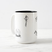 Voortgang niet Perfectie DarkGrey op wit Tweekleurige Koffiemok (Voorkant links)