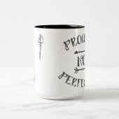 Voortgang niet Perfectie DarkGrey op wit Tweekleurige Koffiemok (Center)