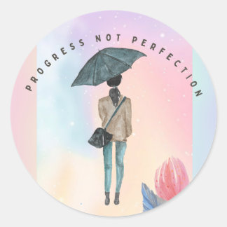 Voortgang niet perfectie ronde sticker