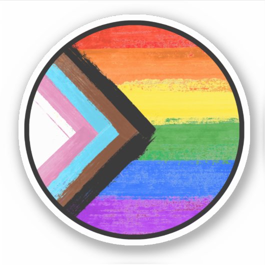 Voortgang Pride Painted Circle Sticker (Voorkant)