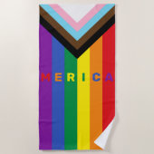 Voortgang Pride Rainbow America Gay America Custom Strandlaken (Voorkant)