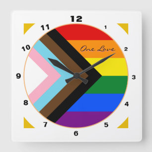 Voortgang regenboogvlag Moderne kleuren thuis/Prid Vierkante Klok