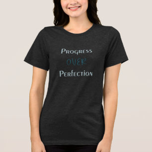 "Voortgang" Vet Inspirerend Teal Lettering Kunst Tri-Blend Shirt