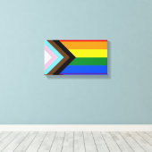 Voortgangs Pride Vlag LGBTQ+ Canvas Afdruk (Insitu (Houten vloer))