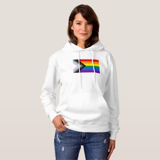 Voortgangs Pride Vlag LGBTQ+ Hoodie (Voorkant volledig)