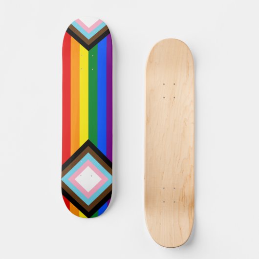 Voortgangs Pride Vlag LGBTQ+ Persoonlijk Skateboard (Voorkant)