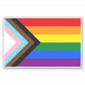 Voortgangs Pride Vlag LGBTQ+ Sticker (Voorkant)