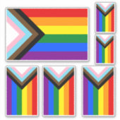 Voortgangs Pride Vlag LGBTQ+ Sticker (Voorkant)