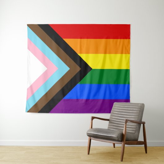 Voortgangs Pride Vlag LGBTQ+ Wandkleed (In Situ (horizontaal))