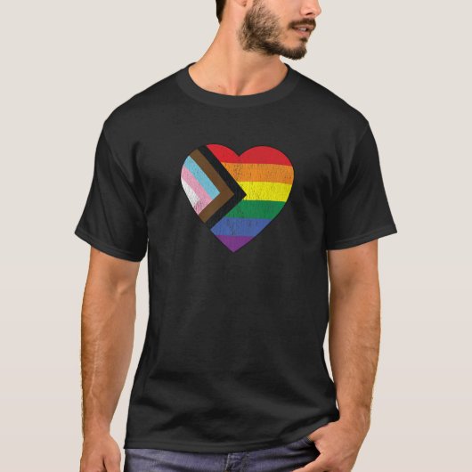 Voortgangsrecht voor de vlag Regenbooghartslag  Re T-shirt (Voorkant)