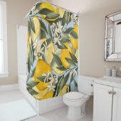 Voortreffelijk patroon met geel bergamotfruit, geb douchegordijn (In situ)