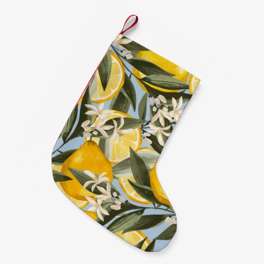 Voortreffelijk patroon met geel bergamotfruit, geb kleine kerstsok (Voorkant (Hangend))