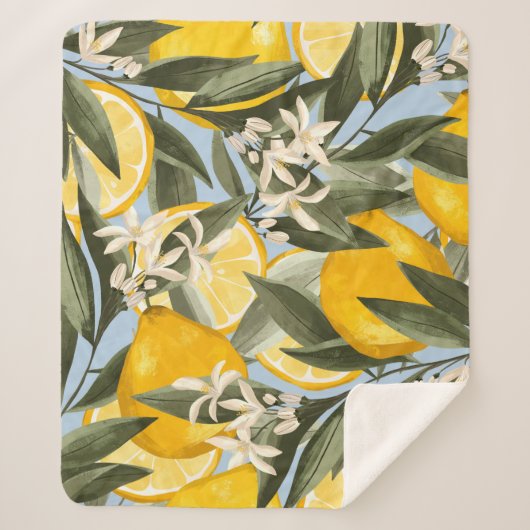 Voortreffelijk patroon met geel bergamotfruit, geb sherpa deken (Voorkant)