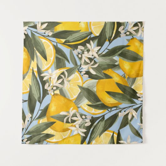 Voortreffelijk patroon met geel bergamotfruit, geb wandkleed (Voorkant)