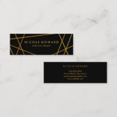 Voortreffelijke gouden lijnen zwarte achtergrond mini visitekaartje (Voorkant / Achterkant)
