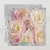 Voortreffelijke Rozen en diamanten 30e verjaardag Kaart (Voorkant / Achterkant)