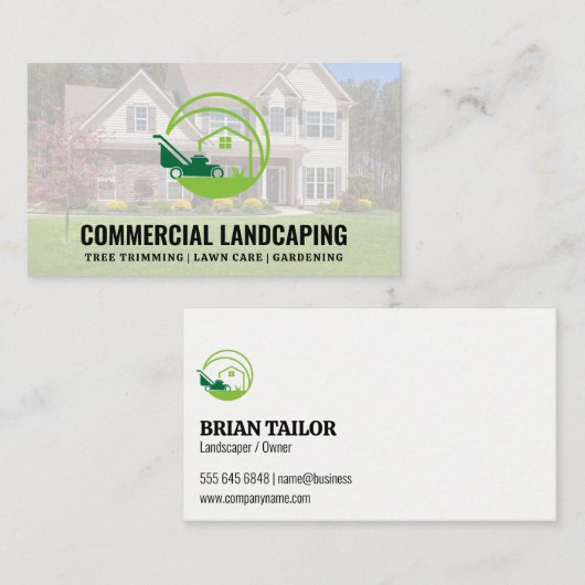 Voortuin gazon | Woningen | Tuinieren Logo Visitekaartje (Voorkant / Achterkant)