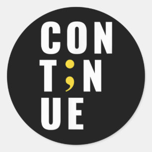 Voortzetten Semicolon Suicide Mental Health Awaren Ronde Sticker