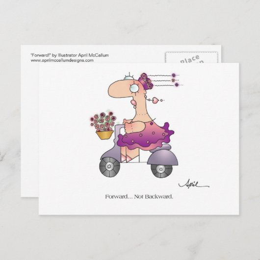 VOORUIT! Briefkaart van April McCallum (Voorkant / Achterkant)