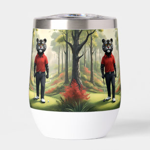 "Vooruit! Een zwarte tijger die golft in het Bos