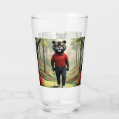 "Vooruit! Een zwarte tijger die golft in het Bos Glas (Achterkant)