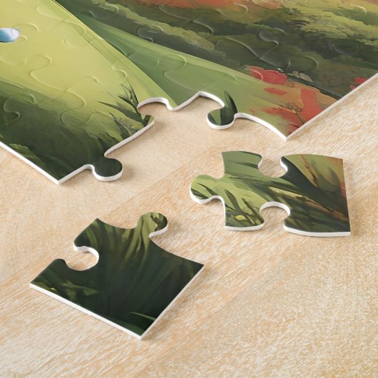 "Vooruit! Een zwarte tijger die golft in het Bos Legpuzzel (Zijkant)