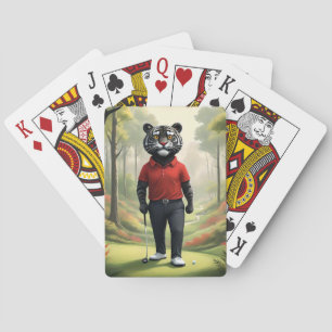 "Vooruit! Een zwarte tijger die golft in het Bos Pokerkaarten