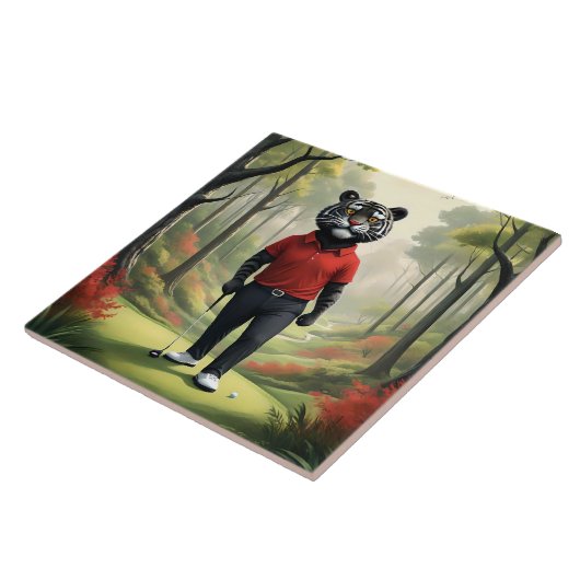 "Vooruit! Een zwarte tijger die golft in het Bos Tegeltje (Zijkant)