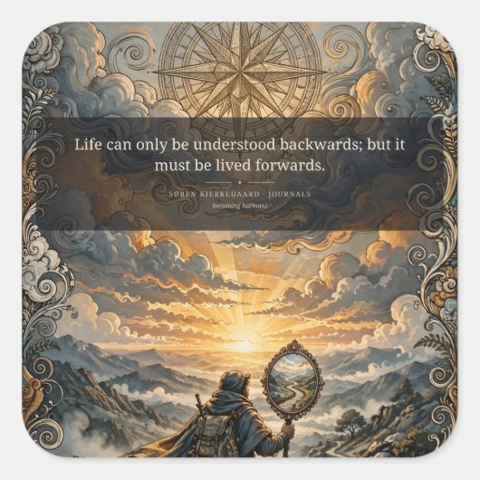 Vooruit geleefd — Kierkegaard Sticker (Voorkant)