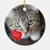 Vooruit in mijn hart - aangepaste kattenhuishoudin keramisch ornament (Achterkant)