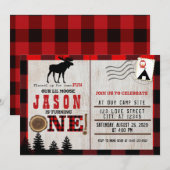 Vooruit voor een leuke kleine Moose 1e verjaardag Kaart (Voorkant / Achterkant)