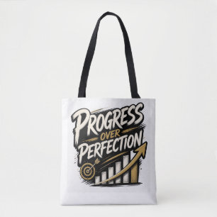 Vooruitgang Boven Perfectie Inspirerende Groeiment Tote Bag