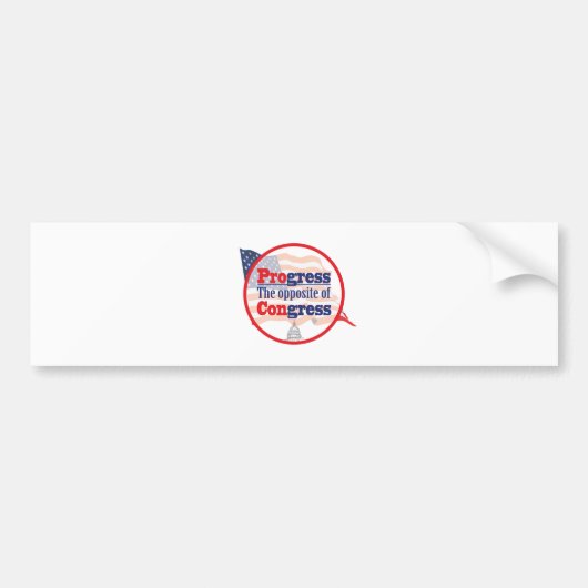 Vooruitgang.  Het tegengestelde van Congres Bumpersticker (Voorkant)