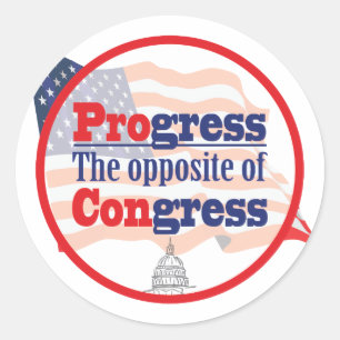 Vooruitgang. Het tegengestelde van Congres Ronde Sticker