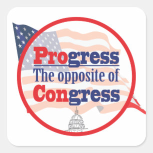 Vooruitgang.  Het tegengestelde van Congres Vierkante Sticker