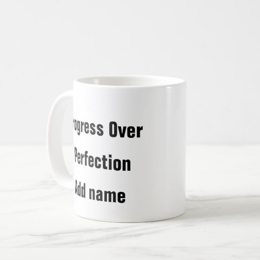 Vooruitgang in de geestelijke gezondheid is geen p koffiemok (Voorkant links)