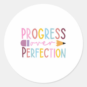 Vooruitgang in perfectie kunst ronde sticker