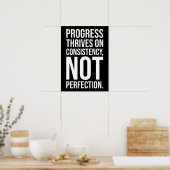 Vooruitgang is consistentie versus perfectie, gym, poster (Keuken)