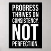 Vooruitgang is consistentie versus perfectie, gym, poster (Voorkant)