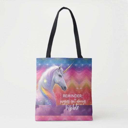 Vooruitgang is niet altijd Zichtbare Regenboog Een Tote Bag (Voorkant)